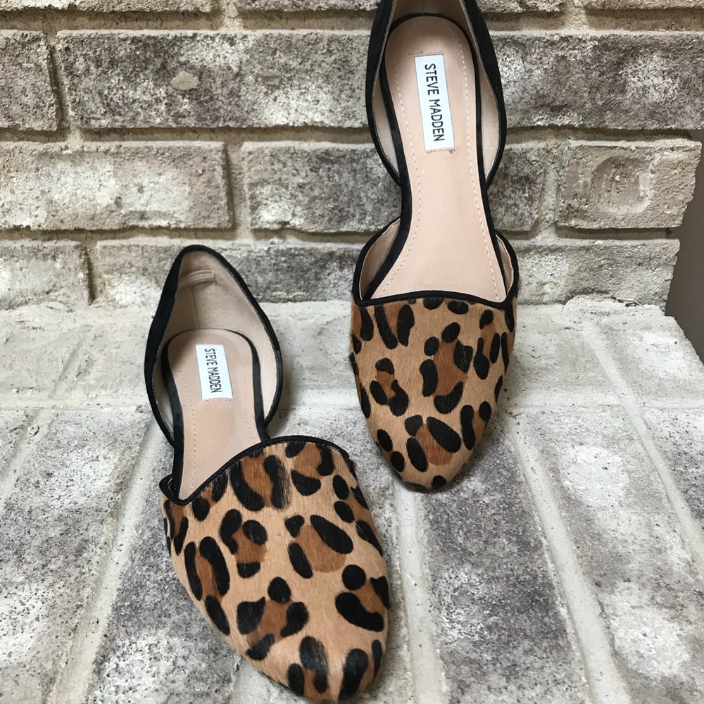 Steve Madden Vamp Leopard Ballet Flats Calf Hair 9